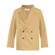 Dries Van Noten Beige Dubbelknäppt Bomulls Jacka Beige, Herr