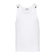 Jean Paul Gaultier Räfflad tanktop med overallspännen White, Herr