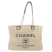 Chanel Vintage Pre-owned Canvas chanel-vskor Beige, Dam