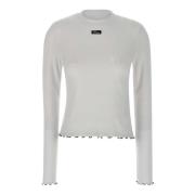 Rotate Birger Christensen Vit Ruffled Crew Neck Sweater White, Dam