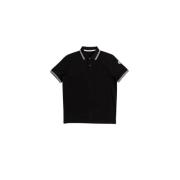 Moncler Svart Polo Skjorta med Vita Ränder Black, Herr