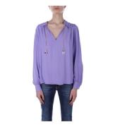 Elisabetta Franchi Pre Logo Kedja Hängande Blus Purple, Dam