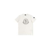 Moncler Suddig Logo Off-White T-shirt Bomull Jersey White, Dam