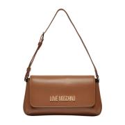 Love Moschino Slät kamel axelväska Brown, Dam