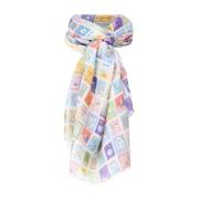 Faliero Sarti Sidenscarf Lilla Prinsen Frimärkesdesign Multicolor, Dam