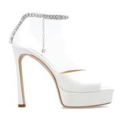 Jimmy Choo ‘Saeda’ platåsandaler i satin White, Dam