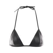 Rick Owens Svart läder bralette topp Black, Dam