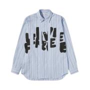 Comme des Garçons Live Free Tryckt Skjorta Blue, Herr