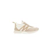 Moncler Beige Nylon Suede Sneakers Brown, Dam