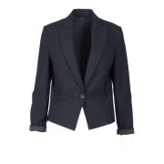 Brunello Cucinelli Elegant Ylleblandning Jacka Blue, Dam