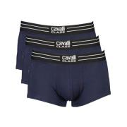 Cavalli Class Blå Bomullsboxershorts med Elastisk Midja Blue, Herr