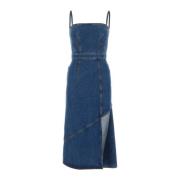 Alexander McQueen Stilig Denimklänning för Kvinnor Blue, Dam