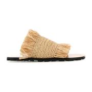 Jil Sander Raffia tåremssandaler Beige, Dam