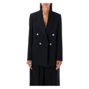 Lanvin Svart Ullblazer med Starka Axlar Black, Dam