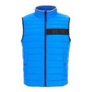 Boss Quiltad hög krage dragkedja gilet Blue, Herr