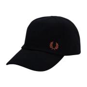 Fred Perry Svart bomullspiquékeps med Laurel Wreath-broderi Black, Uni...