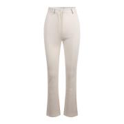 Nanushka Räfflade Bootcut Byxor med Läderinsatser White, Dam