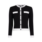 Karl Lagerfeld Cardigan Svart Vita Ränder Black, Dam