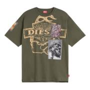 Diesel Asymmetrisk Rund Hals T-shirt Green, Herr