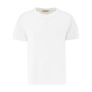 Panicale Präglad Crew-neck T-shirt för våren White, Dam