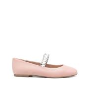 Casadei Rosa Kristallband Platta Skor Pink, Dam