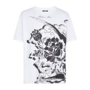 Balmain Blommönstrad T-shirt White, Herr