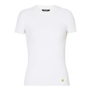 Balmain Veckad stickad topp White, Dam