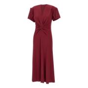 Victoria Beckham Burgundy Midi Klänning med Veckade Detaljer Red, Dam