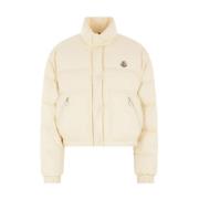 Moncler Vit Kort Nylonjacka White, Dam