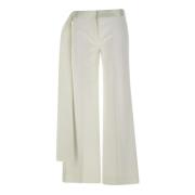 Victoria Beckham Vita ullblandade byxor med satinrör White, Dam