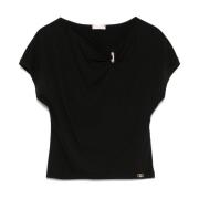 Liu Jo Svart Logo Plaque T-shirts och Polos Black, Dam