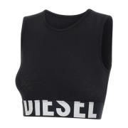 Diesel Svart Bomull Ada Cropped Top Black, Dam