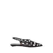 The Attico Studded Grid Slingback Sandaler Black, Dam