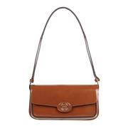 Tory Burch Borstad läder axelväska Brown, Dam