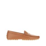 Tod's Brun Läder Platta Skor Studded Sole Brown, Dam