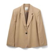 Sofie Schnoor Randig Blazer med Långa ärmar Beige, Dam