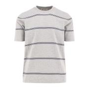 Brunello Cucinelli Randig Bomull Crew-Neck T-shirt Gray, Herr