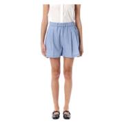 Marni Randig Popeline Shorts Blue, Dam