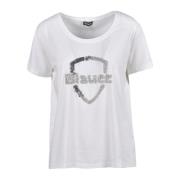 Blauer Bomull T-shirt White, Dam