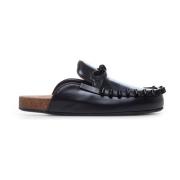 JW Anderson Svarta lädersandaler med rosett detalj Black, Dam