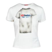 Diesel Bomull Elastan T-shirt White, Dam