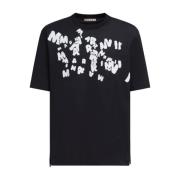 Marni T-shirt med tryckt logotyp i svart bomull Black, Herr