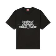 Kenzo Glad Tiger Broderad T-shirt Black, Herr