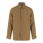 Polo Ralph Lauren Linne Logo Skjorta Brun Brown, Herr