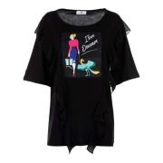 Braccialini Dam Rynkad Tryck T-shirt Black, Dam