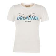 Fracomina Kortärmad T-shirt med Tryck och Strass White, Dam