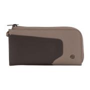 Piquadro Läderclutch plånbok med dragkedja Gray, Dam