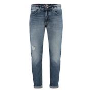 Dondup Distressed Icon Jeans med Graverad Logotyp Blue, Herr