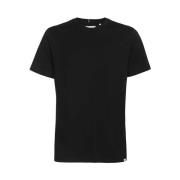 Les Deux Bomull Crew-neck T-shirt med Tricolor Detalj Black, Herr