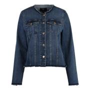 7 For All Mankind Denimjacka med kontrastsömmar Blue, Dam